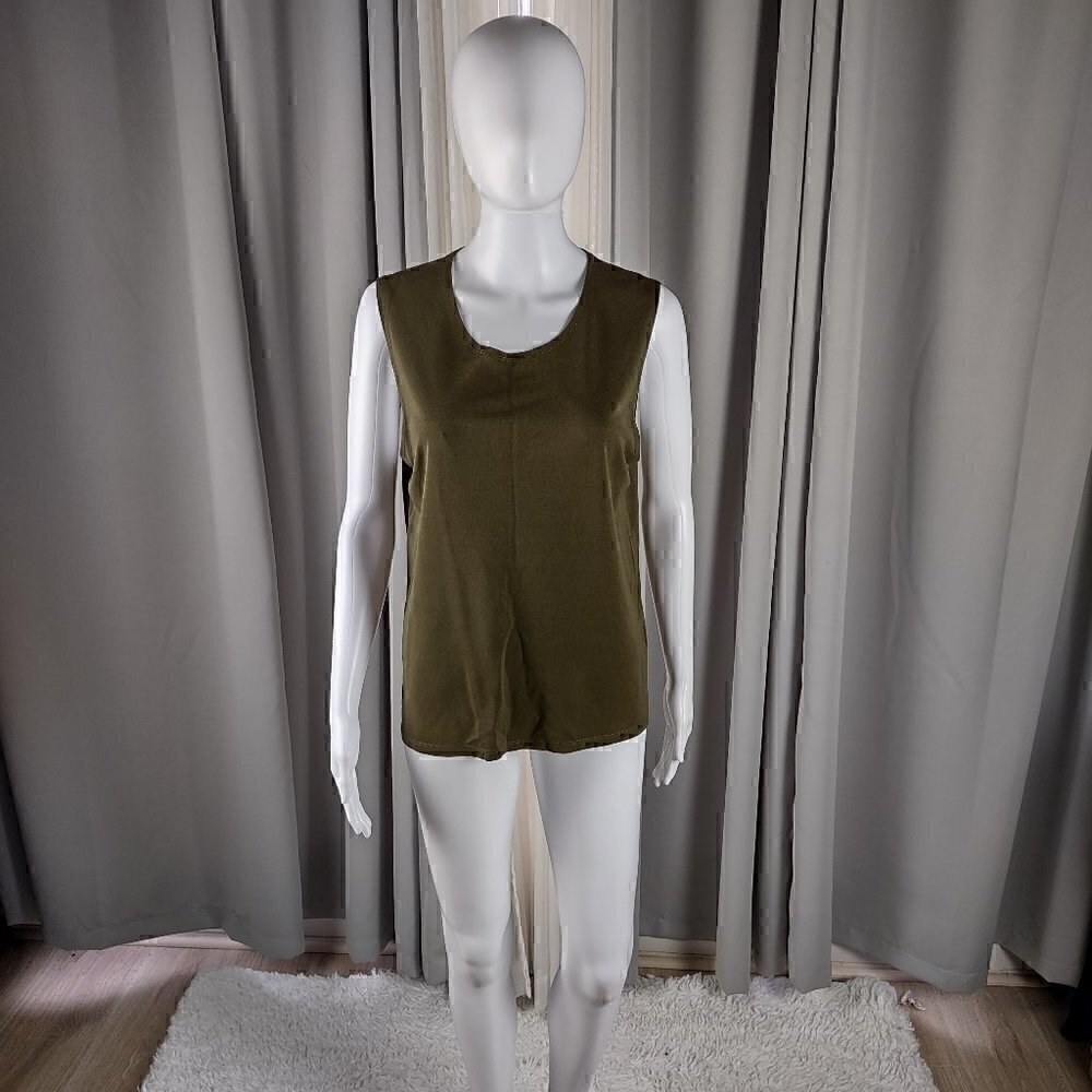 Josephine Chaus Women's Olive Green Pullover Sleeveless Blouse Size Large